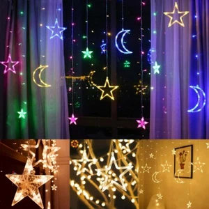 Star Moon Fairy Lights LED Curtain String Light Xmas Wedding Lamp Home Decor *** - Picture 1 of 25