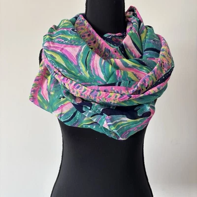 LILLY PULITZER Bufanda Infinita Ligera 100% Algodón Preppy Viaje Tropical Foto 1 de 4