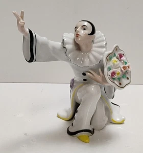 Vintage 1987 Goebel Maskerade Pierrot Harlekin Porzellan kniender Narr Clown 7 Zoll - Bild 1 von 10
