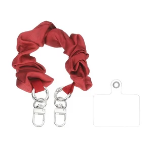 Phone Wrist Strap, 10" Elastic Phone Lanyard with Silver Keychain, Red - Zdjęcie 1 z 7
