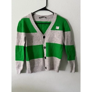 Acne Studios Nalon Face Wool Block Cardigan Pullover gestreift grün grau Gr. M - Bild 1 von 4