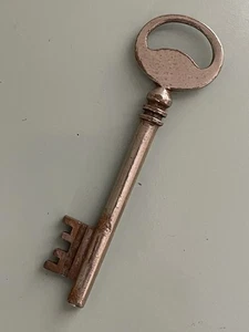 Nickel-Plated Skeleton Key – Oval Bow, 4-Lever Bit, Cabinet Wardrobe Furniture - Picture 1 of 6