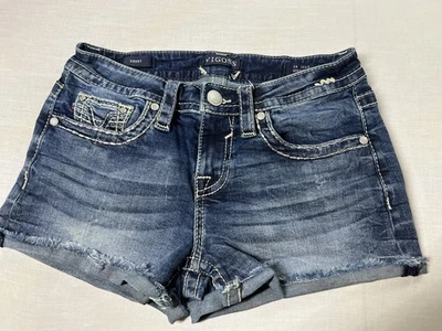 Pantalones Cortos de Denim VIGOSS Heritage Fit Dobladillo Deshilachado Adornado Talla 4 L 3" Puntada Gruesa Foto 1 de 4