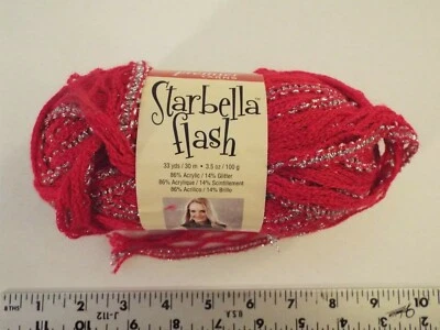 NEW-STARBELLA FLASH YARN-PINK TOPAZ-SCARF-RIBBON-33 YDS-ACRYLIC-GLITTER-3.5 OZ** - Image 1 of 4