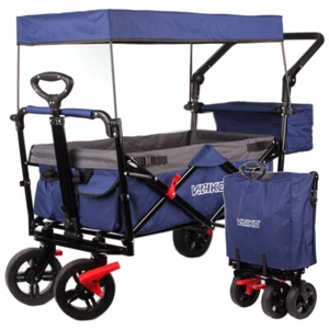 Bollerwagen Faltbar Handwagen Klappbar Gartenwagen mit Dach Transportwagen Gurte - Bild 1 von 8