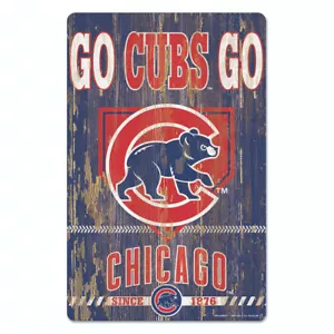 Chicago Cubs Sign 11x17 Wood Slogan Design - Picture 1 of 1