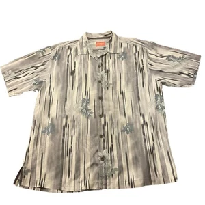 Tommy Bahama Shirt Mens XL Gray Silk Hawaiian Floral Short Sleeve (h28) - Picture 1 of 7