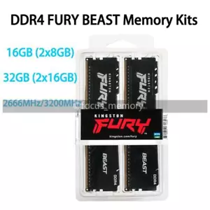 Kingston FURY Beast 16GB/32GB Memory Kits DDR4 3200 2666 MHz Desktop 288Pin Pair - Picture 1 of 8