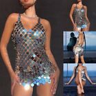 Fashion Forward Metal Sequin Dress with Body Chain Jewelry Perfect Gift for Her