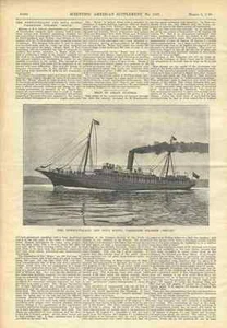 1898 Steamship A & J Inglis Bruce Engraving Nova Scotia Newfoundland Illustrated - Picture 1 of 1