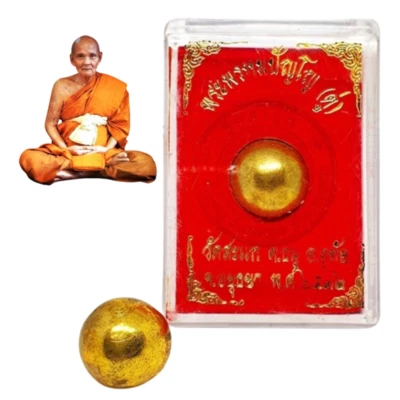 Thai Mercury Kinthong LP Du Prompanyo Wat Sakae Buda amuleto de la suerte con caja Foto 1 de 4