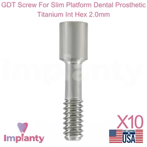 10x Tornillo GDT para plataforma delgada prótesis dental titanio hexagonal interior 2,0 mm - Imagen 1 de 3