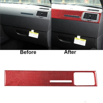 Cubierta de panel de tablero de instrumentos copiloto de fibra de carbono rojo para Dodge Challenger 2008-14 Foto 1 de 4