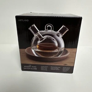Artland Whisky and Water Globe in Wood Dish Gift Box - Picture 1 of 5
