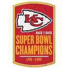 Panneau en bois Kansas City Chiefs Super Bowl LVIII Champions 11X17 po. 