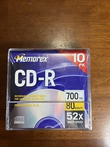 Memorex CD-R 40x 700MB 80 Min CDs in paper sleeves 10 Pack - NEW SEALED - Picture 1 of 5