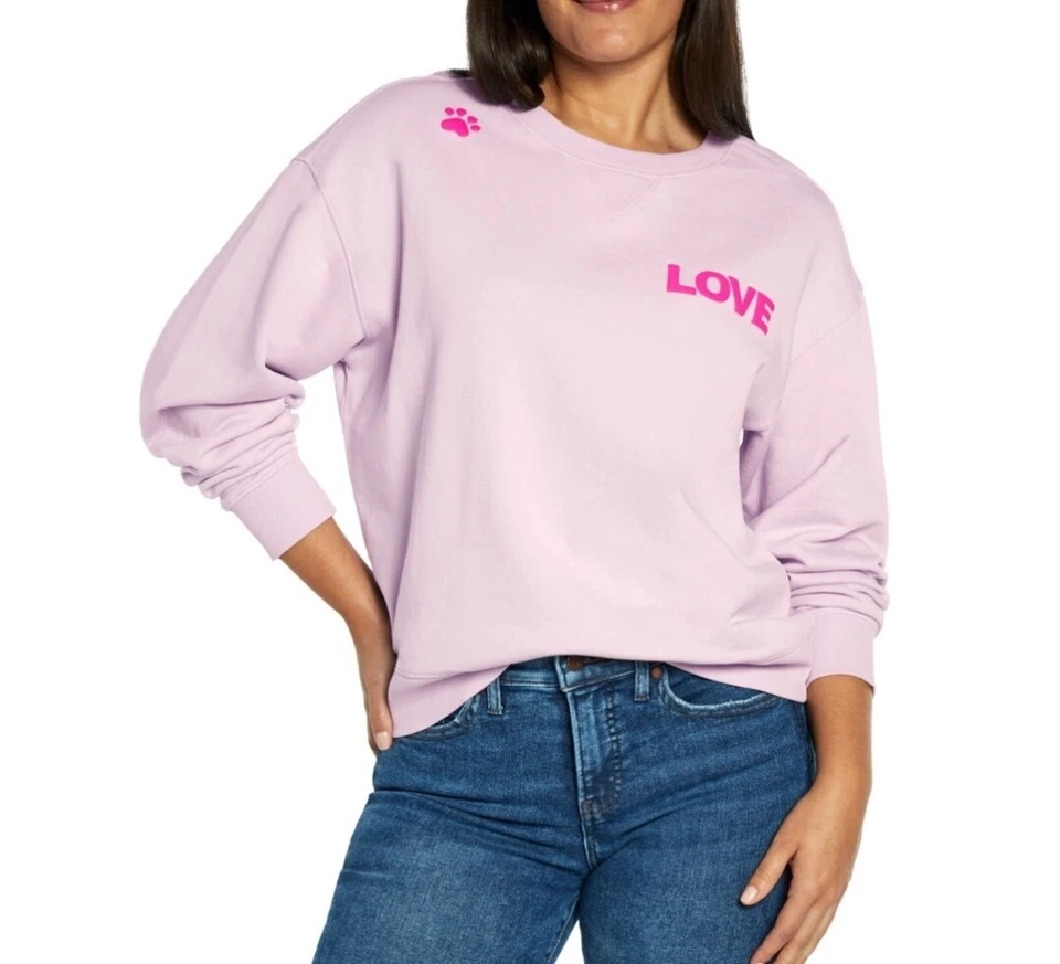 WILDFOX sweatshirt long sleeves DOGS LOVE ME M MEDIUM 100 cotton orchid