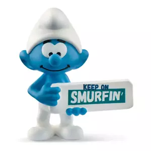 Schleich Smurf - Smurf with Sign (Keep on Smurfin') - Picture 1 of 2