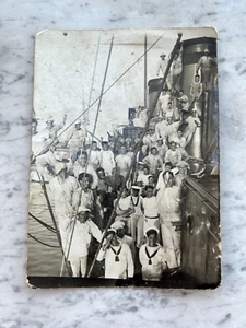 Old Photo Postcard Sailors Ships Gaeta 1927 - Picture 1 of 2