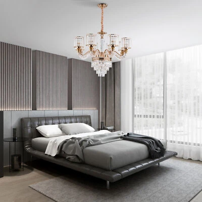 8 Lights Gold Large Crystal Chandeliers Ceiling Light Fixture for Living Room US - Image 1 of 4