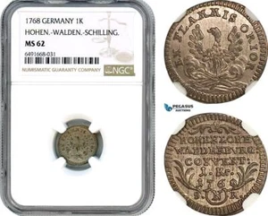 AH599, German States, Hohen, Walden, Karl Albrecht, 1 Kreuzer 1768, NGC MS62 - Picture 1 of 1