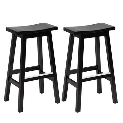 Bar Stools Set of 2, Saddle Stools 30 Inch Heigh, Bar Chairs Seat with Footre... - Image 1 of 4