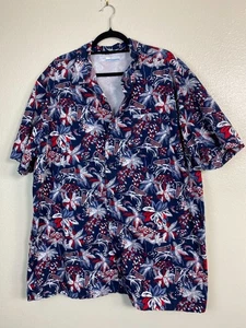 Columbia PFG Camicia Uomo Floreale Escursionismo Manica Corta 2XL Blu Rosso Nylon Vent Fish - Foto 1 di 17