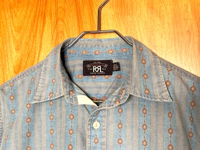 CAMISA RRL SUROESTE DESCOLORIDA ÍNDIGO RAYAS TALLA PEQUEÑA Foto 1 de 3