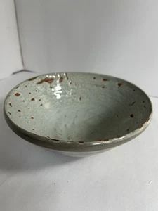Studio Art Pottery Bowl Signed Sage Green Drip Glaze - Picture 1 of 7