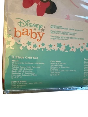 Juego de ropa de cama de cuna de amor para bebé Minnie Mouse Disney de 3 piezas Nuevo en paquete Foto 1 de 4