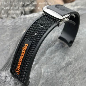 20mm 21mm Rubber Watch Band Strap For Omega Speedmaster MoonSwatch - Picture 1 of 11