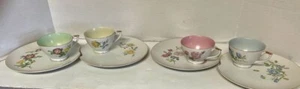 4 VINTAGE LEFTON SNACK SETS..HAND PAINTED.. PASTEL ROSES..NE2108N - Picture 1 of 6