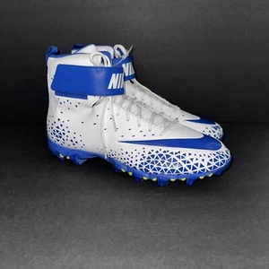 Nike Men's Force Savage Shark Football Cleat - White/Blue Size US 14 - Picture 1 of 11