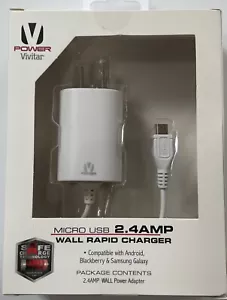Micro USB Wall Power Adapter 2.4 AMP Rapid Charger Vivitar Android Samsung - Picture 1 of 5