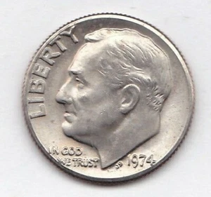 Moneda de diez centavos Roosevelt 1974 revestido en brillante estado sin circular stk 1008 - Imagen 1 de 4