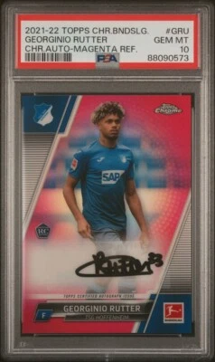 Georginio Rutter 2021-22 Topps Chrome Bundesliga Rookie Magenta Auto /150 PSA 10 - Image 1 of 3