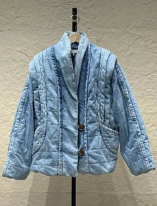 Sea NY Vida Denim Quilt Puffer Jacket Size M - Picture 1 of 8