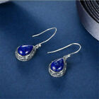 Fashion 925 Silver Moonstone Ear Stud Hook Dangle Earrings Women's Jewelry