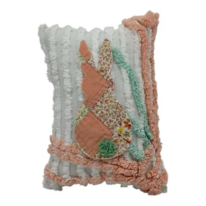 NEW Handmade Bunny Peep Pillow Vintage Chenille Bedspread Quilt Appliqué Cute! - Picture 1 of 7