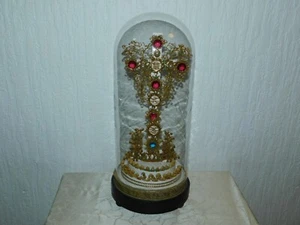 Barocke Klosterarbeit im Glasdom mit Kreuz und Reliquien ! - Bild 1 von 12