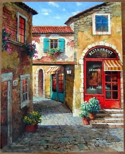 At the Alley. Original Signed Painting by Anatoly Metlan. Oil on Canvas - Picture 1 of 3