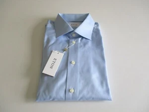 Camisa de vestir para hombre Eton de ajuste contemporáneo espina de arenque azul elige talla $255.00 nueva con etiquetas - Imagen 1 de 14