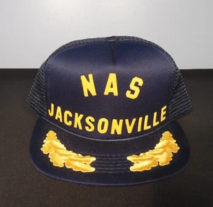 Vintage NAS JACKSONVILLE Naval Air Station Gold Leaf Snapback HAT CAP - Picture 1 of 6