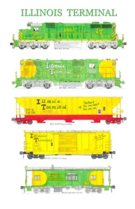 Póster de ferrocarril de 11""x17"" de tren terminal de Illinois firmado por Andy Fletcher - Imagen 1 de 1