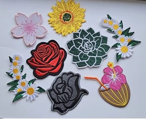Flowers Emroidered Patch sew iron on Embroidery Patches Badges transfer clothes - Picture 1 of 28