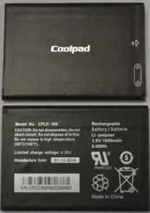 New OEM Original Coolpad Rogue 4G 3320A CPLD-365 1600mAh Battery - Picture 1 of 1