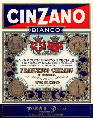 1110 "VERMOUTH BIANCO SPECIALE - FRANCESCO CINZANO E COMP. TORINO" ETICH. ORIG. - Immagine 1 di 2