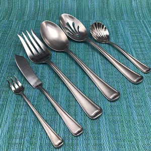6 Gorham MONET Frosted Stainless SERVING HOSTESS SET Spoons Meat Fork Sugar - Picture 1 of 7