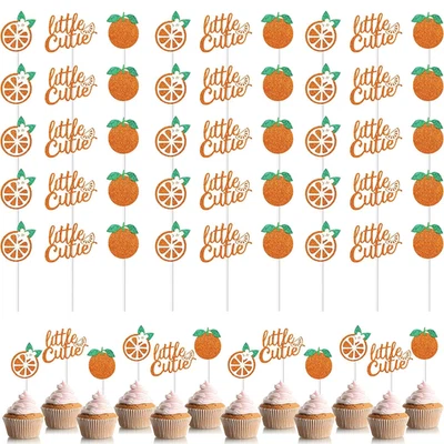 48 peças enfeites de cupcake glitter fofinho decoração chá de bebê tangerina - Imagem 1 de 4