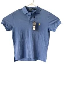 Polo Ralph Lauren Blue Custom Fit Pima Stretch Mesh Polo Shirt M NWT Classic - Picture 1 of 8